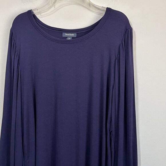 Modcloth Jersey Tee XL Violet Blue Balloon Sleeve Boat Neck Pullover SOFT Casual - Picture 4 of 10